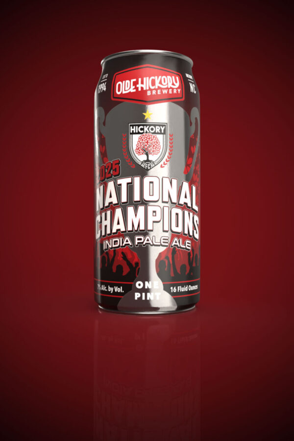 National Champions IPA beer label illustration for Olde Hickory Brewery